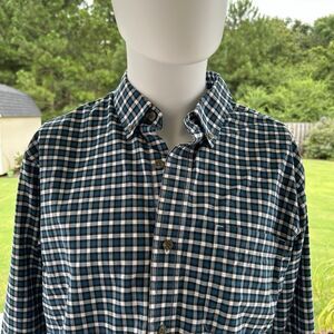 Red Head Brand Mens Blue Plaid LS Button Down Shirt Sz Large